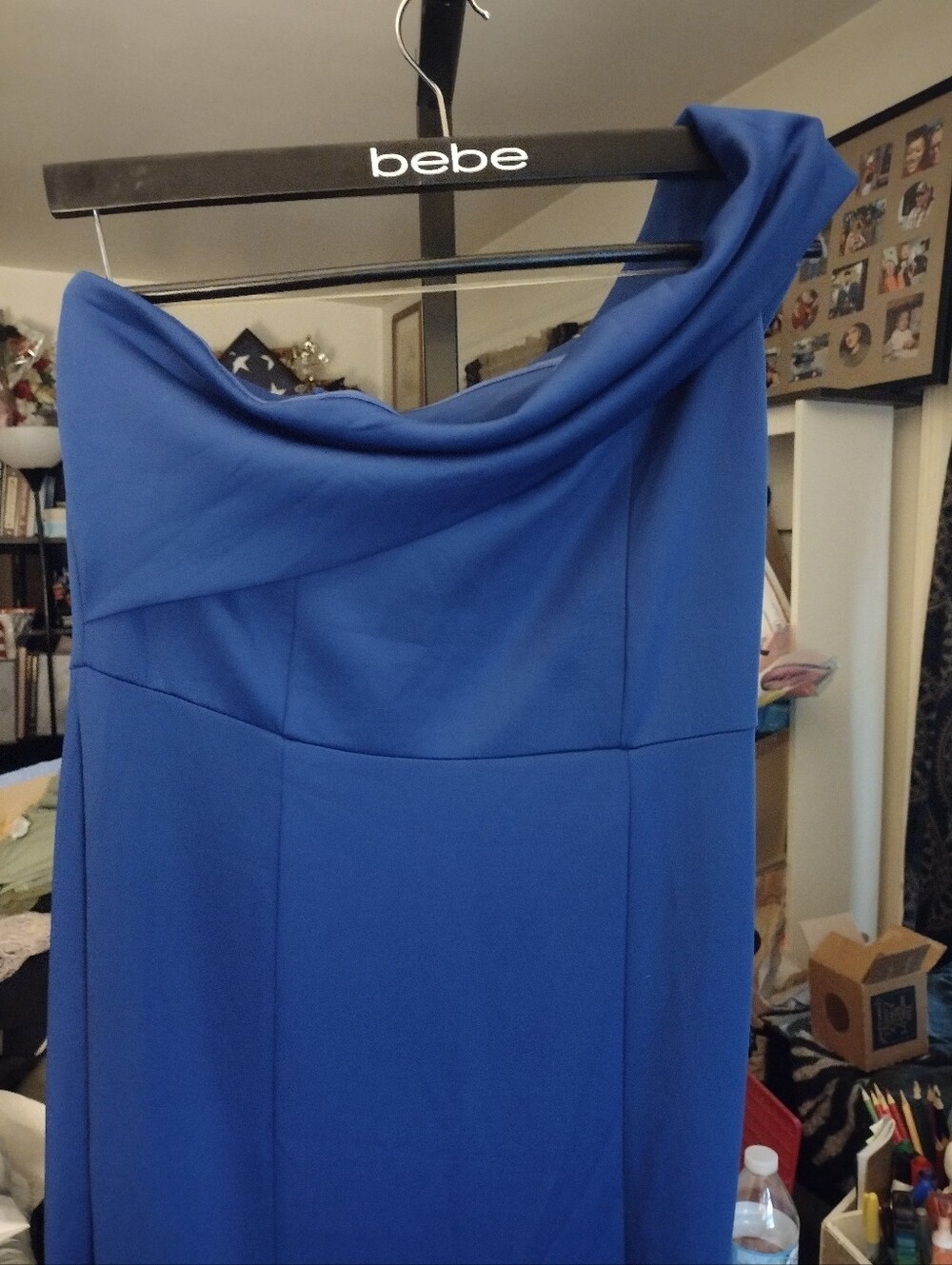 NWOT One-Shoulder Cobalt Blue Draped Dress XL
